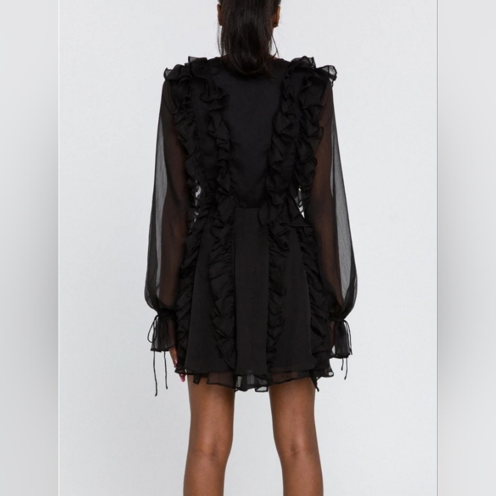 Endless Rose Dress Black Chiffon Ruffled Mini Women's Sz XS NWOT - Picture 2 of 8
